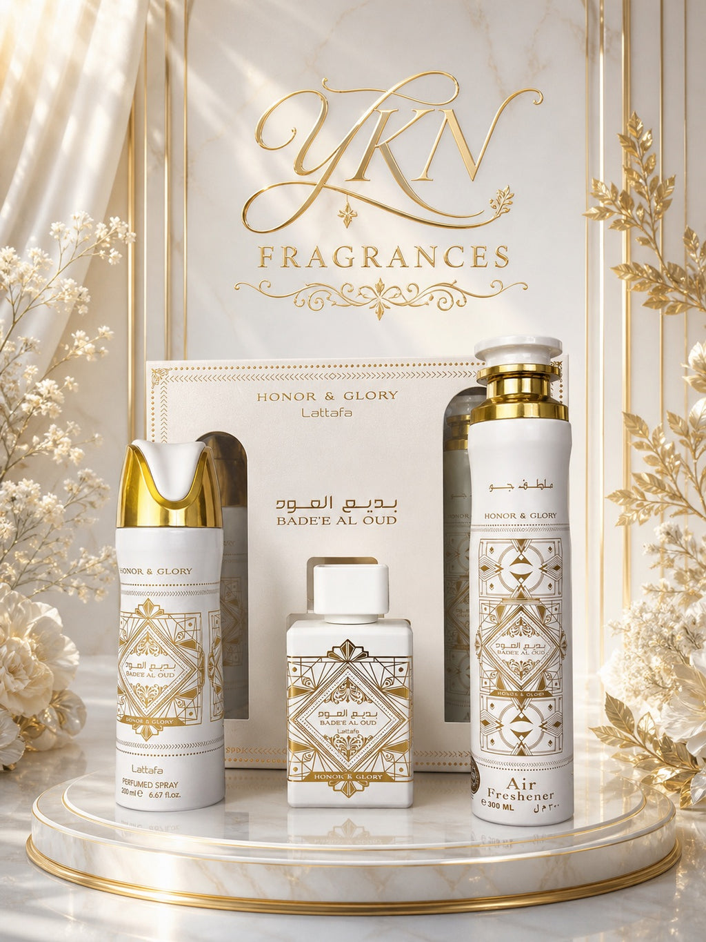 Honor and Glory Bade'e Al Oud Lattafa Set air fressher included