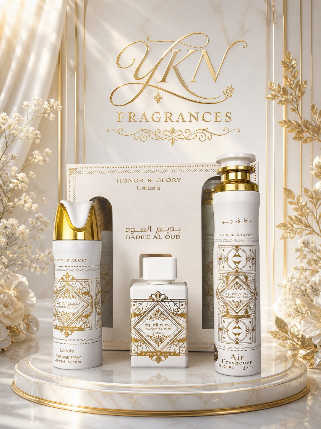 Honor and Glory Bade'e Al Oud Lattafa Set air fressher included